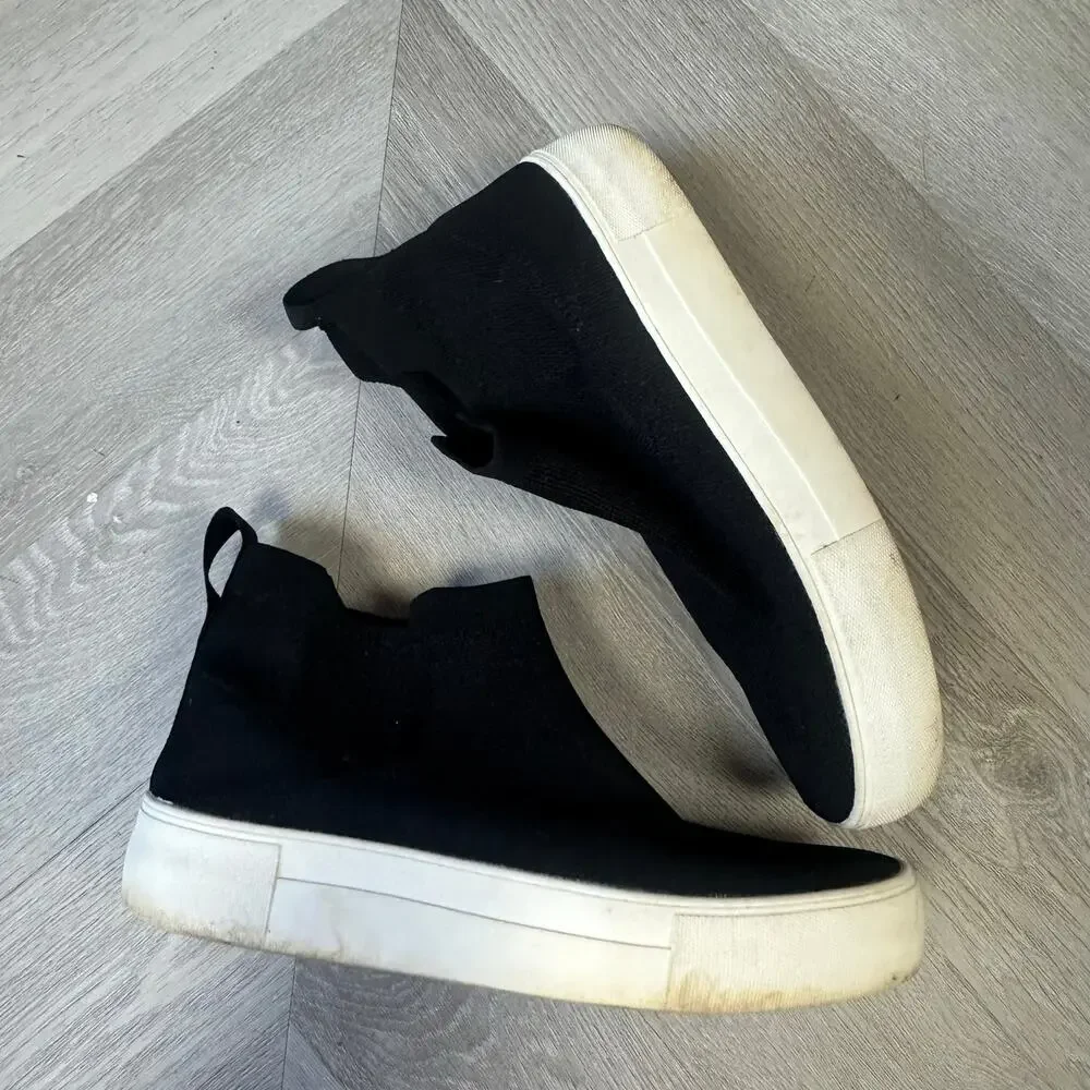 Cushionaire Shoes Ruby Black Pull On Knit Sock Sneaker High Top Women's 8 8M
